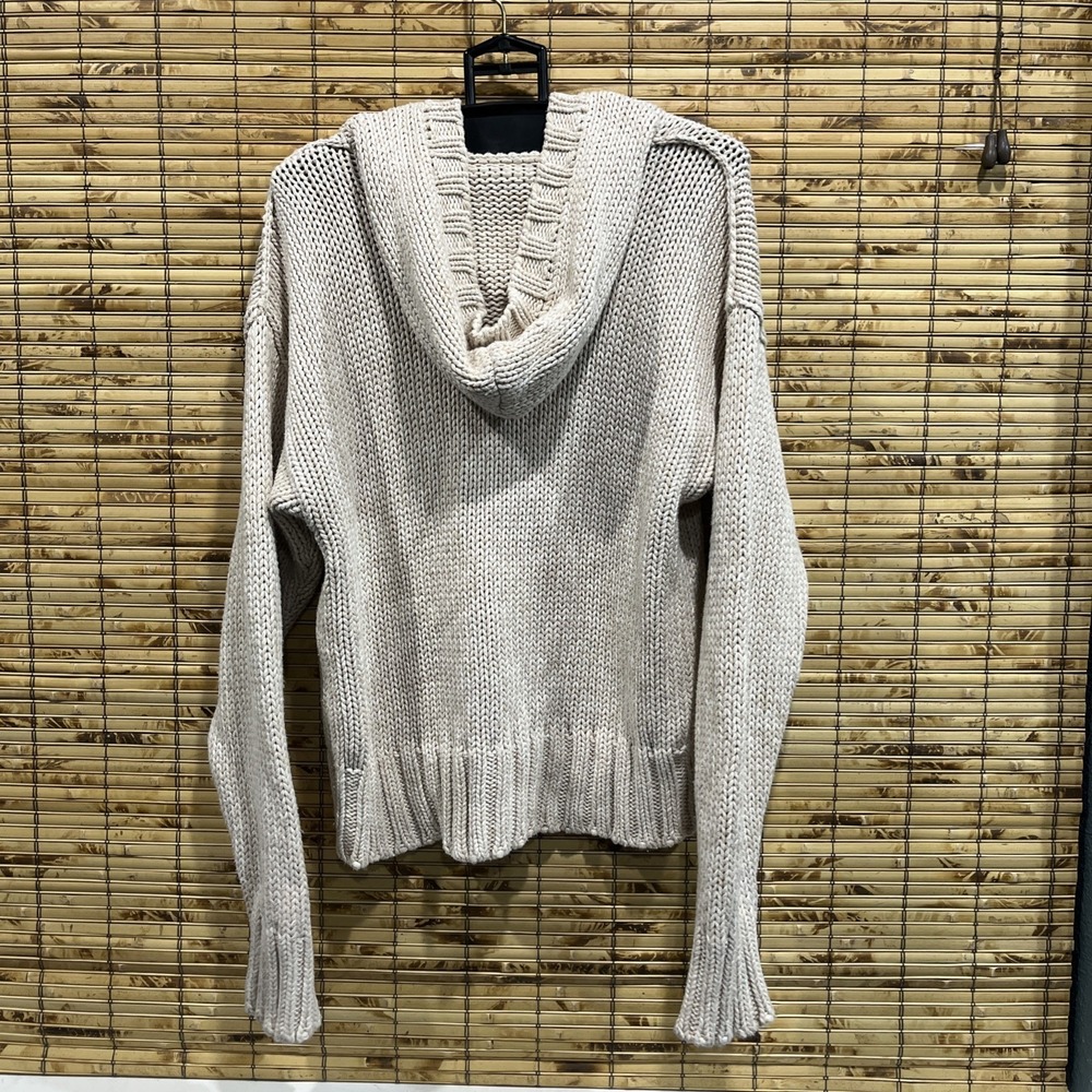 Soft Surroundings Chunky Knit Hooded Sweater XL Beige Fisherman‎ Cottage Granola - Picture 4 of 6